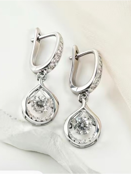 18k Gold-Plated Moissanite 1ct Y2k Glow Of Firefly Teardrop Dangle Earrings